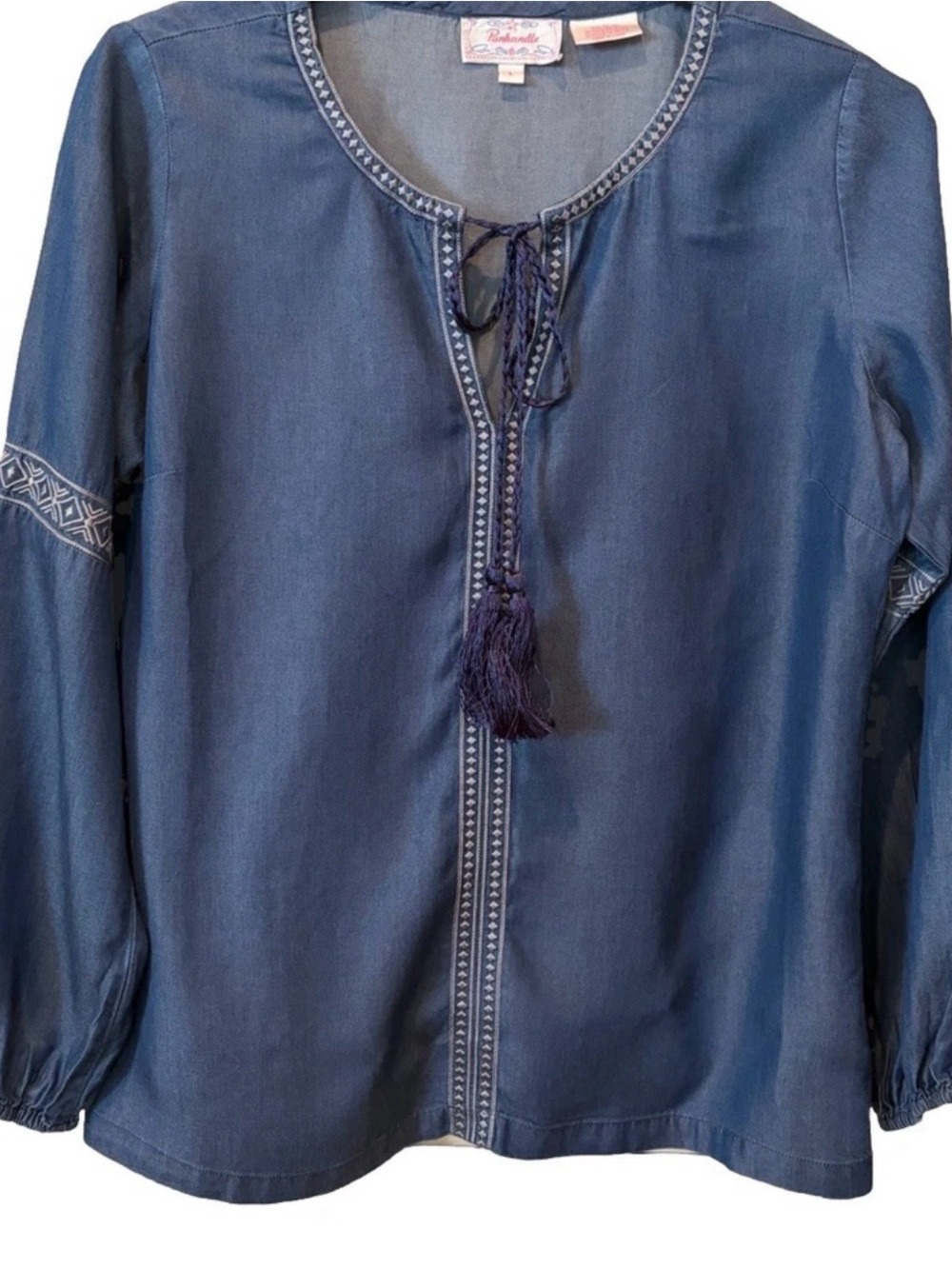 Panhandle Denim Top Embroidered Women’s Size Large